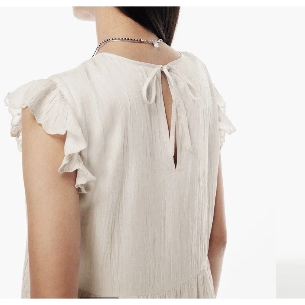 Aritzia Wilfred Sidonie Mini Dress Size L Babydoll Tiered Prairie Peasant Ruffle